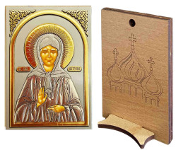 Ikona drevená so stojanom 6x9 cm Matrona