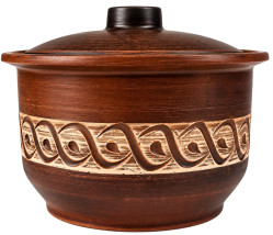 Keramický hrnec červená hlína 3L bílý ornament