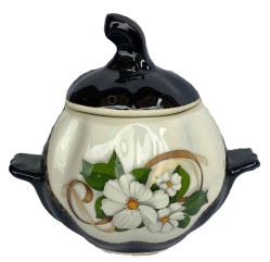 Keramický hrniec Biele kvety 0,75l