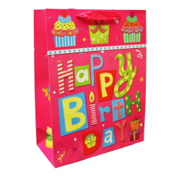 Dárková taška Happy Birthday ružová 23*18cm
