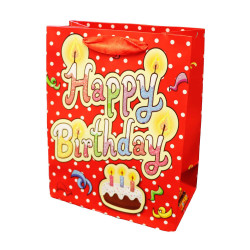 Dárková taška Happy Birthday červená 23*18cm
