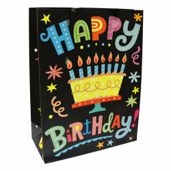Dárková taška Happy Birthday černá 32*11cm