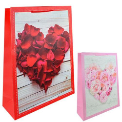 Dárková taška Srdce s lepestků růže 44*32cm