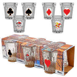 Sada 6 panákov 50ml Hracie karty