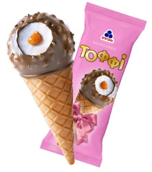 Zmrzlina Toffee s arašidmi v kornúte 70g RUD
