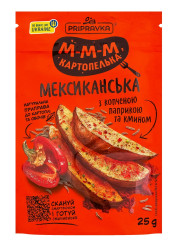 Koreninová zmes na zemiaky a zeleninu „Mexická“ s údenou paprikou a rascou 25g Přípravka