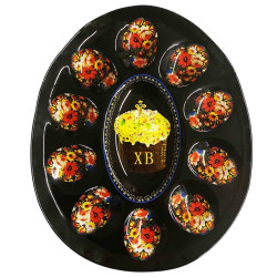 Sklenený podnos na 10 veľkonočných vajec Veľká noc, Žostovo 24,5 × 21 cm