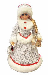 Figúrka Snehulienky bielo-červená s priehradkou na sladkosti a darčeky, 35 cm