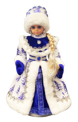 Figúrka Snehulienky bielo-modrá s priehradkou na sladkosti a darčeky, 35 cm