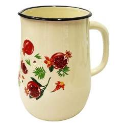 Smaltovaný džbán bežový (kuvšin) Granátové jablko 2,5L