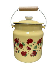 Smaltovaný bidon s vekom žltý 3,5 l Granátové jablko