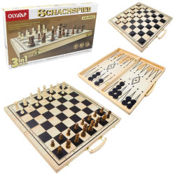 Nardy, šach, šachmy 3v1 40x40cm Olymp