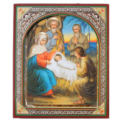 Ikona drevená Roždestvo Khristovo 15x18cm v puzdre
