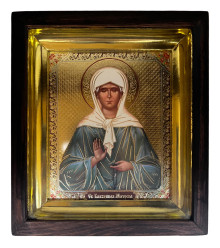 Ikona dřevěná se sklem 10x12cm Matrona