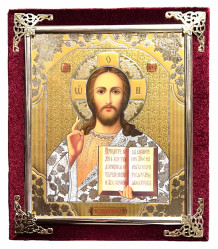 Ikona v zamate 15x18cm Spasitel (červená)