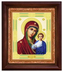 Ikona drevená so sklom 10x12cm Kazanskaja