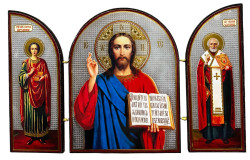 Ikona Vsederžitel 9x12cm drevená trojitá