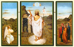 Ikona Voskresenije Christovo 12x20cm drevená trojitá