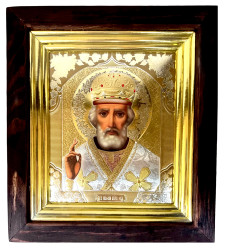 Ikona drevená so sklom 15x18cm Nikolaj