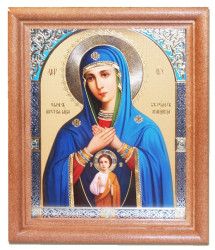 Ikona BM Pomošnica v rodoch 11x13cm drevená so sklom