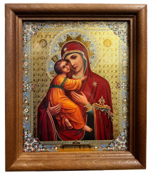 Ikona BM Vladimirskaja 11x13cm drevená so sklom