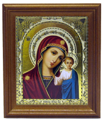 Ikona Kazanskaja 11x13cm drevená so sklom
