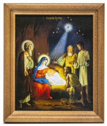Ikona Roždestvo Christovo Nr4 11x13cm drevená so sklom