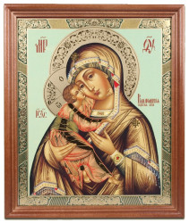 Ikona BM Vladimirskaja 18x24cm drevená so sklom