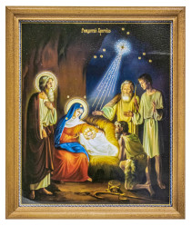 Ikona Roždestvo Christovo 18x24 drevená so sklom