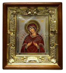 Drevená ikona hrozno 15x18 cm Semistrelnaja (strieborné pozadie)