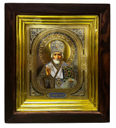 Drevená ikona so sklom 15x18 cm Nikolaj (kniha)