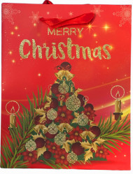 Dárková taška červená 23x18cm Merry Christmas