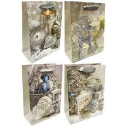 Darčeková taška 23x18cm Vianočné striebro