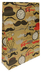 Darčeková taška Hodinky a fúzy 26x33 kraftova