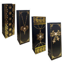 Darčeková taška na fľašu 36×13cm „Zlaté ozdoby“