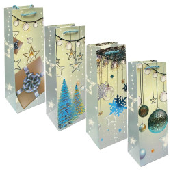 Darčeková taška na fľašu 35×12 cm „Mix Nový rok“ modrá