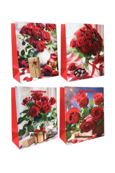 Darčeková taška „Ruža a darček“, 23×18 cm