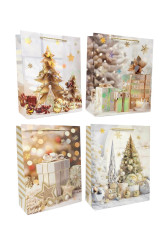 Darčeková taška „Vianočné stromčeky, vianočné darčeky“ 26×32 cm