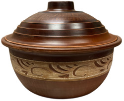 Keramický hrnec červená hlína 4,5L ornament