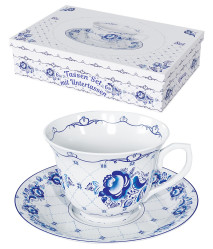 Čajový set Gžel 6 šálok + 6 tanierikov