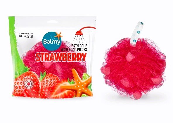 detail Kúpeľná rukavica s jahodovým mydlom Balmy