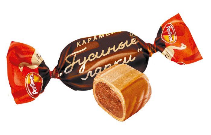 detail HUSÍ LAPKÍ karamel s ořechovou pastou