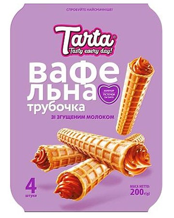detail Vaflové trubičky s kondenzovaným mlékom 200g Tarta