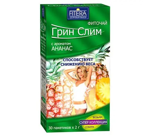 detail Fytočaj Green Slim s príchuťou ananásu 30×2g 60g Fitera