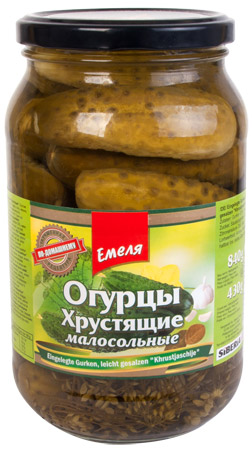 detail Chrumkavé ľahko solené uhorky 430 g Emelja