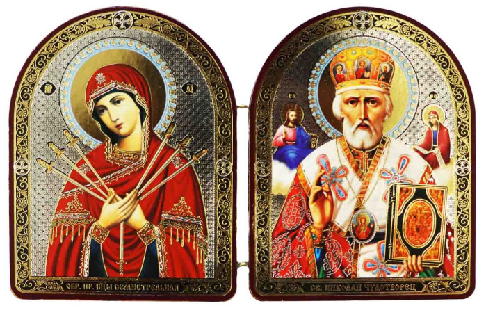 detail Ikona Semistrelnaja a Nikolaj 12x18 cm skladacia dvojitá