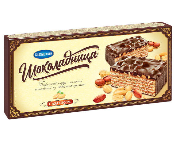 detail Vaflová torta Šokoladnica s arašidmi 230 g Kolomenskij