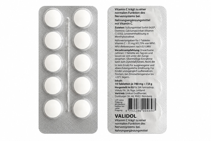 detail VALIDOL 10 tabliet 7,8g