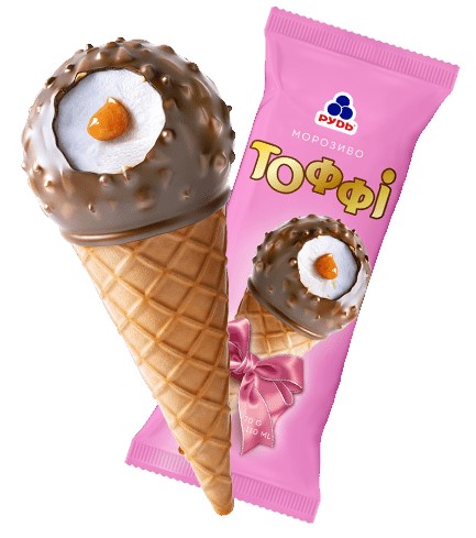 detail Zmrzlina Toffee s arašidmi v kornúte 70g RUD