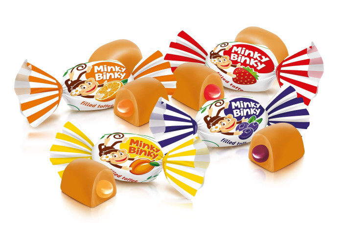 detail MINKY BINKY iris so želatínovou náplňou Roshen